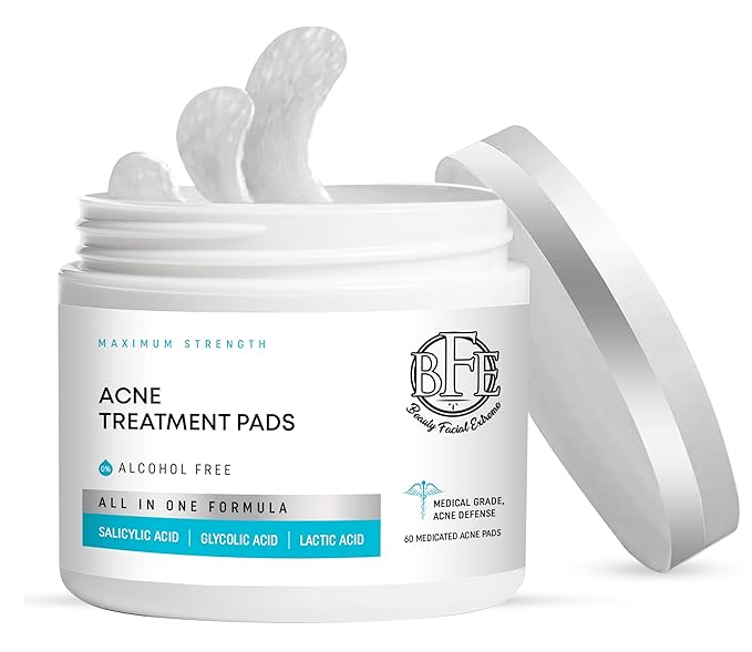 Acne Treatment Pads- Eliminates Cystic Breakouts, Oily Skin & Clogged Pores. Clear Pimple, Whitehead, Blackhead, Dark Spots & Improve Skin Texture.