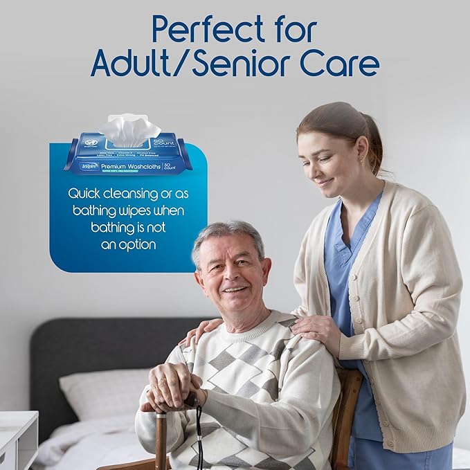 Inspire Adult Wet Wipes, Wash Cloths, Incontinence & Cleansing for Elderly Extra Large, 8"x12" (300 count)