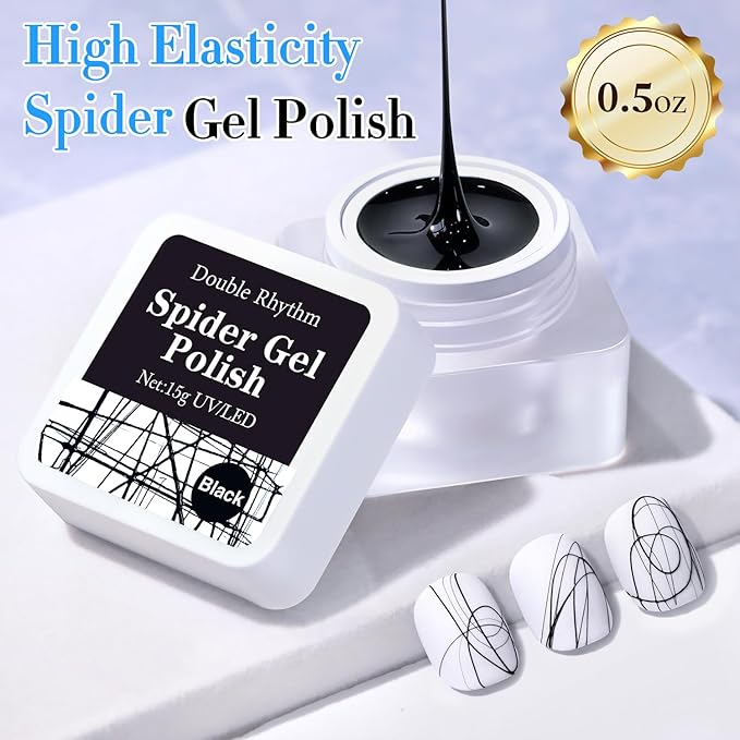 Double Rhythm 3D Nail Gel Solid Sculpting Gel for Nail Art Non-Sticky Hard Gel for Building Carving Molding Nail Extension Soak Off UV/LED Salon Home DIY 0.5 Oz (Spider Black)