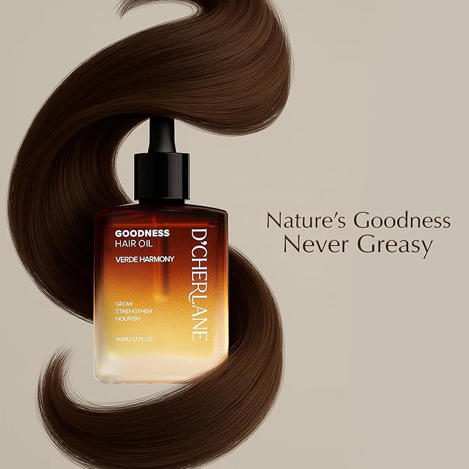 D'Cherlane Hair Growth Oil – Scalp Treatment with Rosemary, Argan, Coconut & Castor Oil Organic | Lightweight, Non-Greasy Formula for Fuller, Thicker, Stronger Strands | For All Hair Types