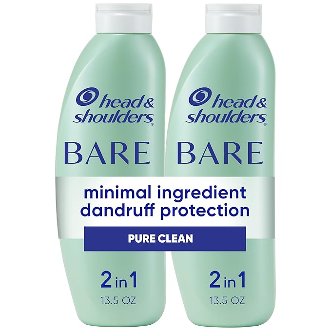 Head & Shoulders Anti-Dandruff Shampoo and Conditioner, BARE Pure Clean 2-in-1 Twin Pack, 1% Pyrithione Zinc, Scalp Care, Sulfate-Free, Silicone-Free, 13.5 fl oz Each