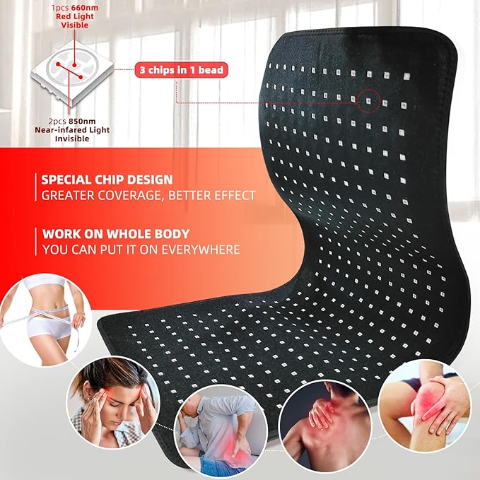 Red Light Therapy, Infrared Light Therapy 31.6" * 11.8" Large Wrap Pad 360LEDs for Body Back Waist Knee Joint Pain Relief, Muscle Repair, Decrease Inflammation, Ideal Gift