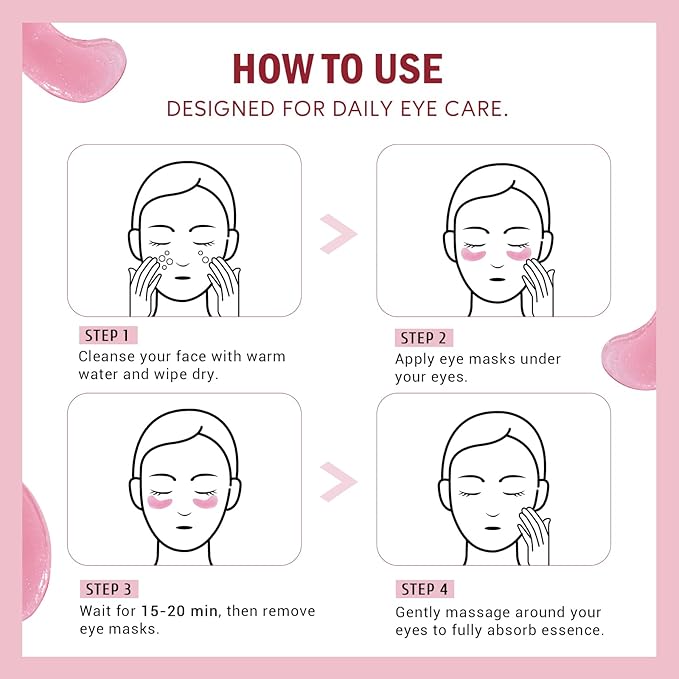 Yeokoe Under Eye Patches for Dark Circles,Puffy Eyes,20 Pairs Face Masks SkinCare With Niacinamide and Rose for Rehydrated