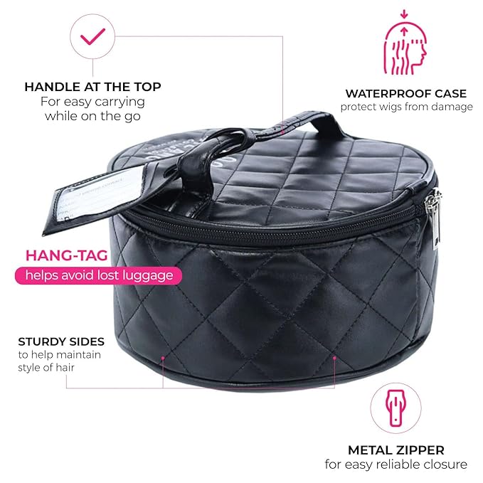 Milano Collection Premium Wig Travel Box or Makeup Case Compact & Durable in Black