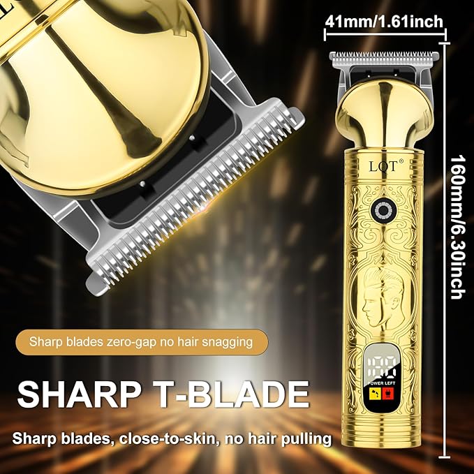 Beard Trimmer for Men, Portable 6 in 1 Hair Clippers,Waterproof Cordless Hair Clipper,Mens Grooming Kit for Mustache Facial Hair, Rechargeable Beard Trimmer Kit, Gifts for Men(Gold)