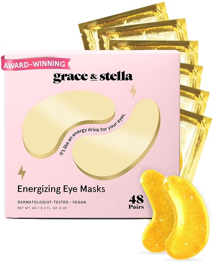 grace & stella Award Winning Under Eye Mask - Birthday Gifts for Women - Gel Eye Patches for Dark Circles, Puffy Eyes, Wrinkles, Undereye Bags - Gifts for Teen Girls Vegan Self Care (48 Pairs, Gold)