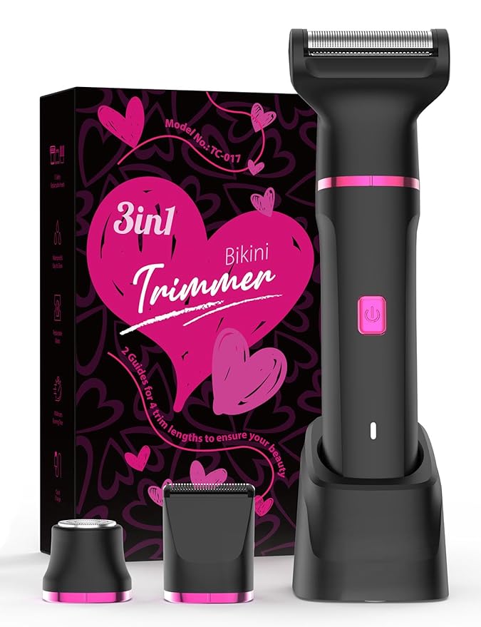 Bikini Trimmer for Women - Waterproof Wet & Dry Electric Foil Shaver for Private Area, Rechargeable Dock, Painless Smooth Shaving & Trimming of The Body, Face, Underarm, Legs, Tiktok Trend Items