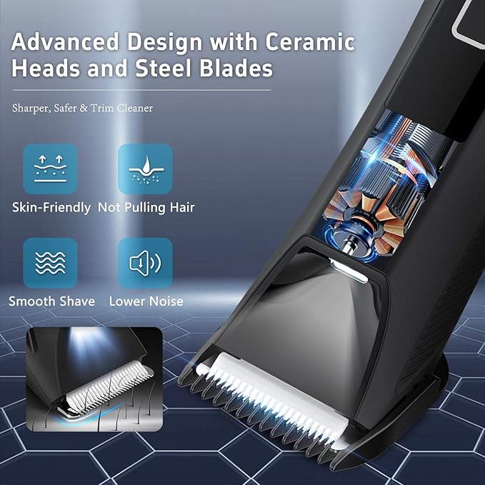 Body Trimmer for Men, Groin & Body Hair Trimmer, Ball Foil Shaver, Nose Hair Clippers, 3 in 1 Men's Waterproof Wet/Dry Groomer with Travel Case &Travel Lock, LED Display, Black