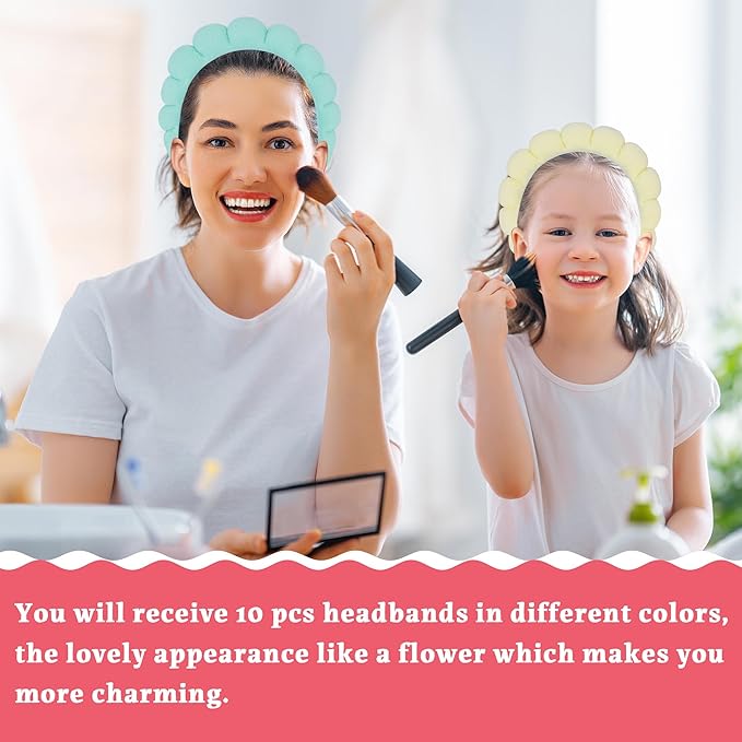 10 Pcs Spa Headband Bulk for Women Makeup Headband for Washing Face (Terry Cloth)