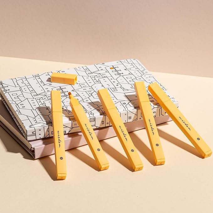 DIVERSEBEE Bible Highlighters with Soft Chisel Tip, 5 Pack Single Color Pens No Bleed, Quick Dry, Cute Aesthetic Markers for Bible Study Journaling Supplies (Yellow)