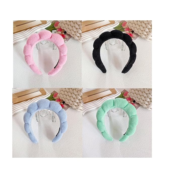 Spa Headbands for Washing Face Makeup Skin Care Headband Women Bubble Facial Beauty Headbands Puffy Shower Towel Band Hair Headband