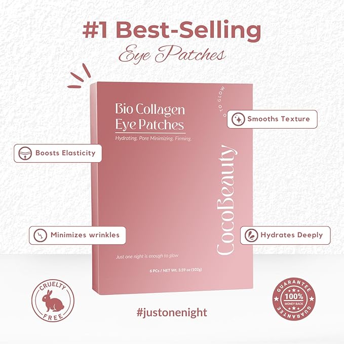 Collagen Eye Patches for Puffy Eyes and Dark Circles – Under Eye Patches for Women – Hydrating & Refreshing Skincare – Health and Beauty Essential (6 units)