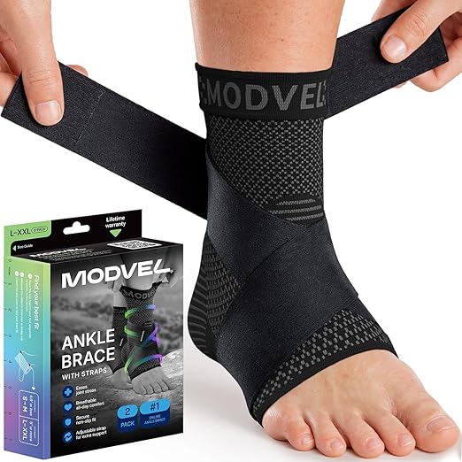 Modvel Foot & Ankle Brace Socks with Adjustable Support Strap – Compression Sleeve for Sprained Ankle, Plantar Fasciitis Relief Tendonitis & Arthritis, Stabilizing Foot & Ankle Support for Women & Men
