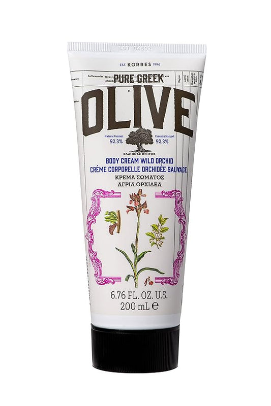 KORRES Olive Body Cream for Dry Skin, Moisturizing Lotion with Greek Olive Oil, Shea Butter, and Almond Oil, Hydrating and Nourishing Formula for Soft, Supple Skin, Wild Orchid Scented, 6.76 fl oz