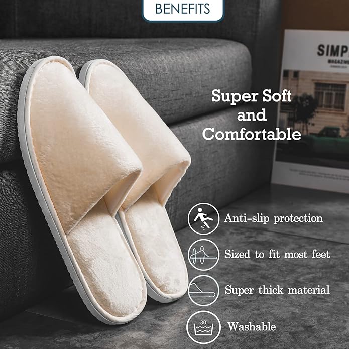 6-10 Pairs Spa Slippers, Non Slip Disposable Slippers For Guest, Washable Reusable, Which Can Be Used As Women Men, House, Indoor, Bathroom, Bedroom, Hotel, Bride Slippers