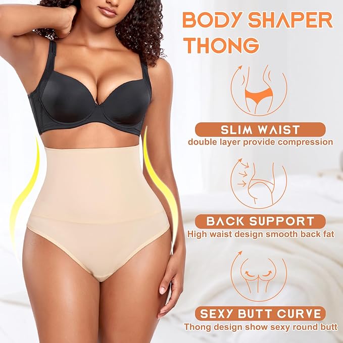 Werena Tummy Control Thong Shapewear for Women High Waist Shaping Underwear Seamless Body Shaper Panties Girdle