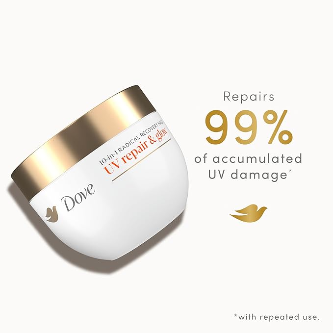 Dove Radical Recovery 10-in-1 Hair Mask 1ct UV Repair & Glow Deep recovery from 99% of UV hair damage with Melting Lumi-Beads 9.2 oz