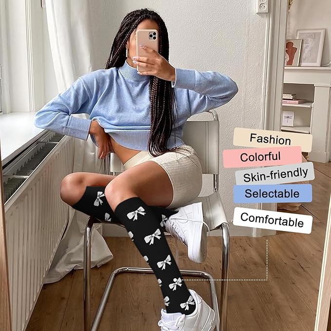 Iseasoo 4 Pairs Compression Socks for Women Circulation-Best Support for Nurses,Running,Athletic,Travel