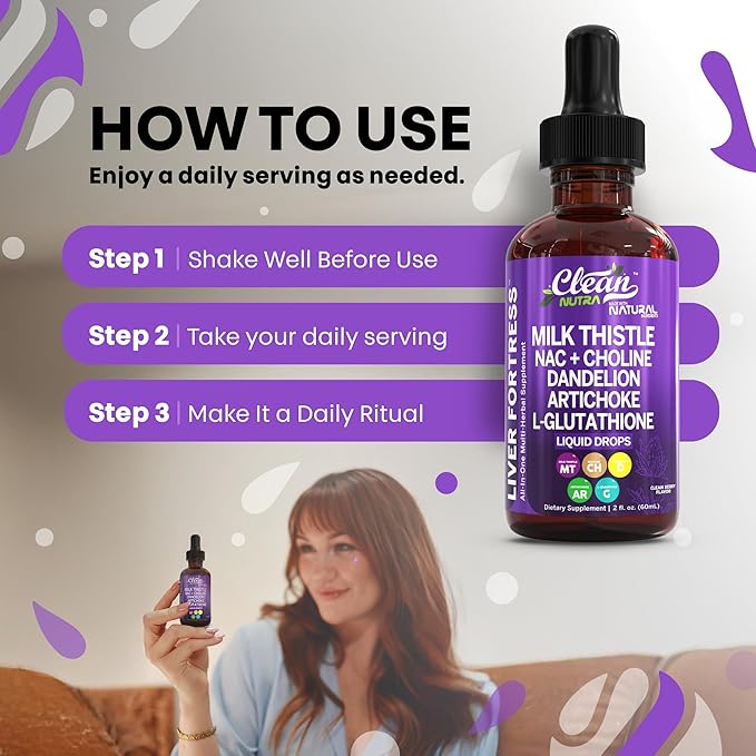 Clean Nutraceuticals Milk Thistle NAC Liver Cleanse Detox & Repair Supplement Liver Support Liquid Drops with Dandelion Extract, Artichoke, Chanca Piedra, Choline, L-Glutathione, Burdock, Schisandra