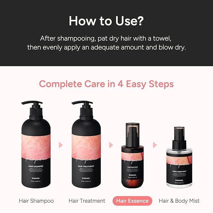 2-in-1 Korean Hair Perfume Oil & Serum with Morrocan Argan Oil & 12 Amino Acids for Dry, Damaged, Glass Hair Shine & Frizz-Control – Paraben & Alcohol-Free – Peach Floral Musk – 100ml / 3.38 fl oz