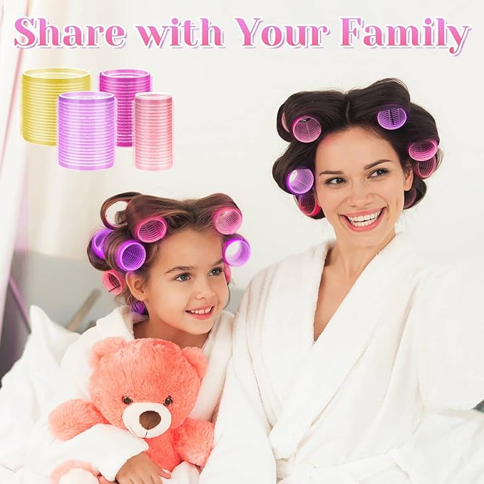 Self Grip Hair Rollers Curlers Set 36Pcs, Hair Roller Sets 4 Sizes (Jumbo, Large, Medium, Small) with Clips and Comb for Long Medium Short Thick Fine Thin Hair Volume