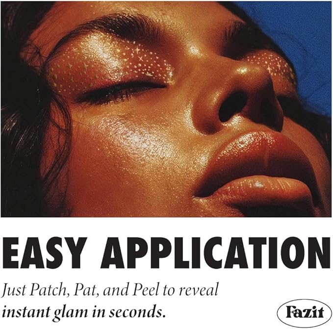 Fazit Makeup Patches - Golden Eye Speckles - Glow Up Make-Up Patches - Cute Glitter Makeup Accessories for Women - Cosmetic Glitter for Face