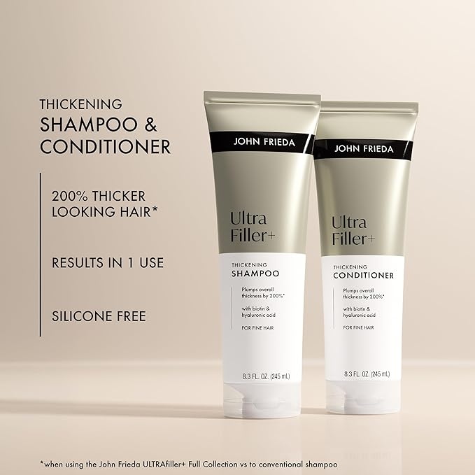John Frieda ULTRAfiller+ Thickening Shampoo and Conditioner Set, Hair Thickening Conditioner and Shampoo for Fine Hair, 8.3 Fl Oz, Pack of 2