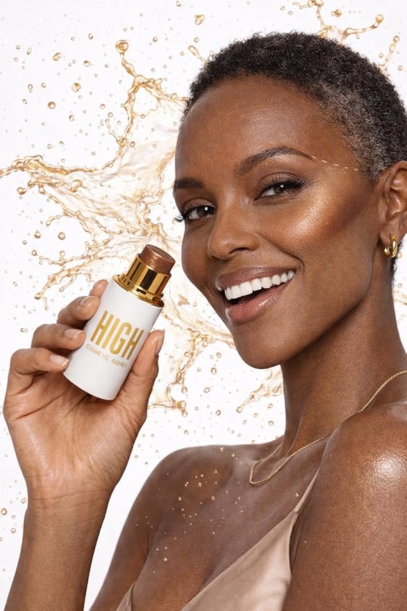 Contour & Highlighter Stick, For Bronze/Warm Skin, Creamy Blendable Formula, Long-Wear Second-Skin Glow, Vegan, Non-Cakey, Cheekbones, Nose, Cupid’s Bow,High Cosmetic Agency (Highlight Latte Gold)