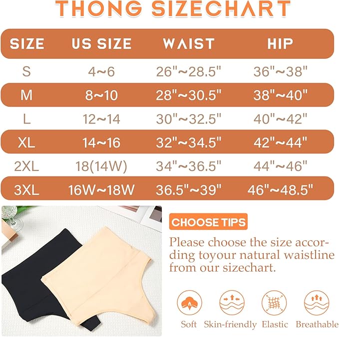Werena Tummy Control Thong Shapewear for Women High Waist Shaping Underwear Seamless Body Shaper Panties Girdle