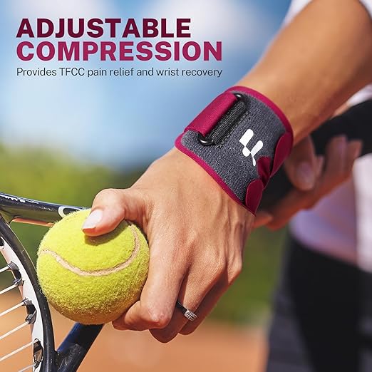 Ultra Thin TFCC Wrist Brace for TFCC Tear with 3D Cushion Pads, Ulnar Wrist Brace for Ulnar Sided Wrist Pain, Adjustable Compression Wrist Wrap for Sports Tennis Golf Weight Bearing, 1 Pack