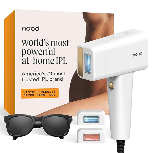 Nood™ NEW Flasher Pro — IPL Laser Hair Removal Device & Anti-Aging Red Light Therapy for Women & Men — Pain-free, Permanent, Visible Results After First Use & Works Everywhere Hair Grows — Gloss White