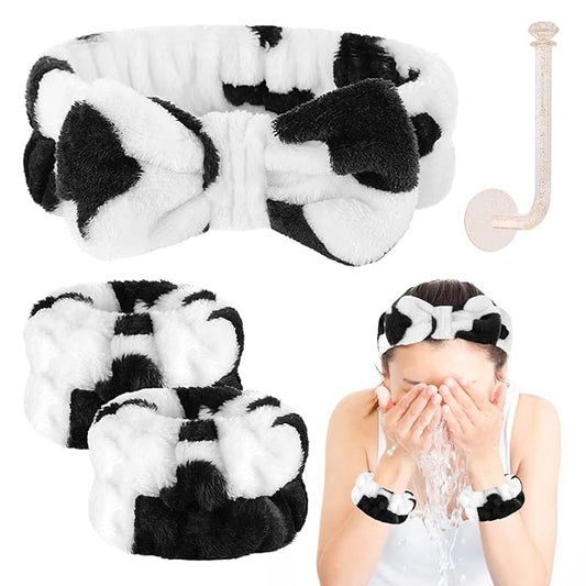 Face Wash Headband and Wristband Set, Microfiber Wristbands for Washing Face Absorbent Spa Wristbands, Great Elasticity, Soft and Breathable, Fitness Enthusiasts, Skin Care Lovers