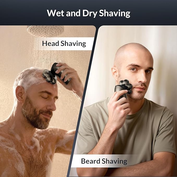 7D Arc Electric Shaver for Head & Body, 5-in-1 Upgraded Electric Razor for Men, Waterproof Wet/Dry Detachable Head Shaver, LED Display Rechargeable Electric Shaving & Grooming Kit, Dark Gray