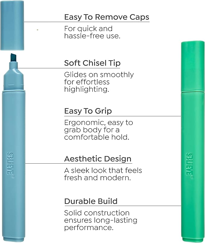 BLIEVE - Aesthetic Highlighters and Gel Pens With Soft Ink and Chisel Tip, Bible Highlighters and Pens No Bleed, Dry Fast Easy to Hold, for Bible Journaling Planner School Supplies (VINTAGE)