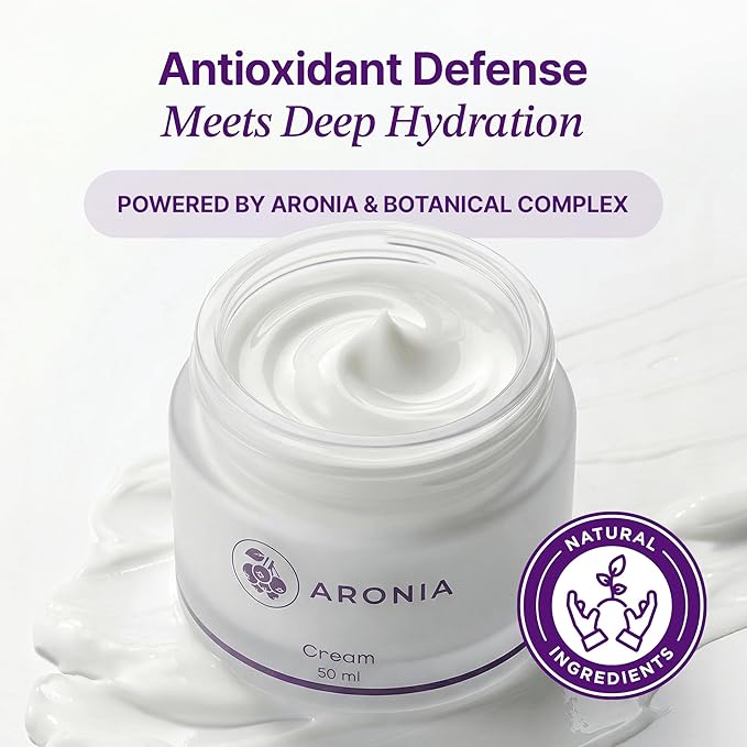 LAMUAMOR Aronia Extract Day Night Cream for Face Neck with Antioxidant Formula, Hydrating Moisturizer, Brightening 1.76 oz