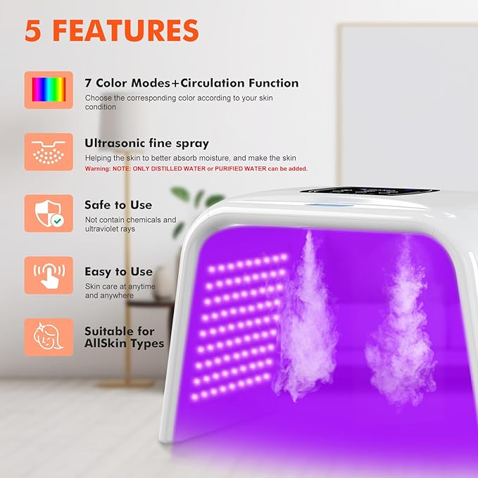 Holsn LED Light Therapy for Face Body with Spray LED Face Mask Light Therapy,Cycle Therapy Light & Time Preset & Adjustable LED Brightness Red Light Therapy Face Mask Beauty Salon Home SPA