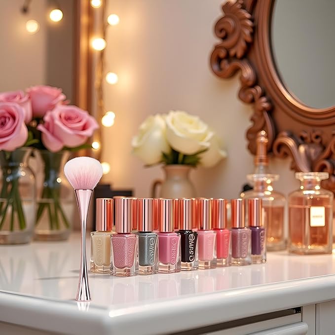 Rose Gold Nail Art Dust Powder Remover Brush, Nail Art Dust Cleaner Brush, Soft Cleaner Brush for Makeup, Nail Dust Brush for Acrylic Nails Manicure Brush for Women Birthday Gifts, Nail Dust Brush