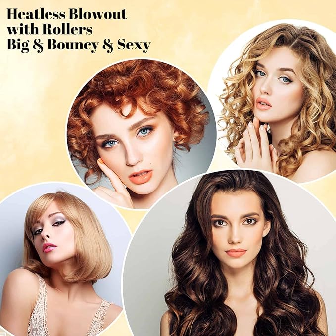 Self Grip Hair Rollers Curlers Set 36Pcs, Hair Roller Sets 4 Sizes (Jumbo, Large, Medium, Small) with Clips for Long Medium Short Thick Fine Thin Hair Volume