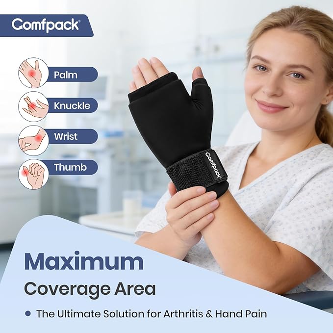 Hand Ice Pack Glove, Soft Gel Thumb Ice Pack Wrap Reusable Hot Cold Therapy Wrist Cold Pack for Arthritis, Tenosynovitis, Swelling, Surgery, Tendonitis, Carpal Tunnel