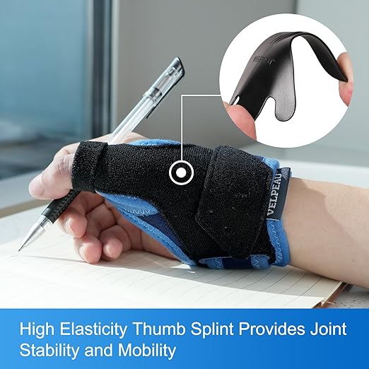 Velpeau Thumb Wrist Support Brace, CMC Thumb Spica Splint for Arthritis Pain, De Quervains Tenosynovitis, Trigger Thumb, Tendonitis, Sprain, Fits Both Left or Right Hands (Plastic Insert Version, S)