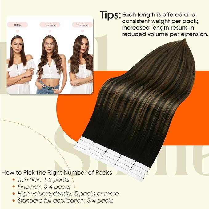 Full Shine Balayage Tape ins Human Hair Extensions Color 1B/6/1B Tape in Hair Extensions 20Inch Remy Natural Straight Skin Weft 100G Seamless Extension 40Pcs for Women Add Length