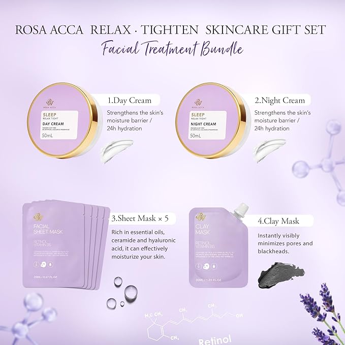 23 Pcs Valentines Day Gifts for Women, Lavender Facial Skin Care Set, Luxury Bath and Body Gifts, Spa & Self-Care Kit, Peptide Sheet Mask, Present, Birthday, Christmas, Mother Day, Bridal Shower