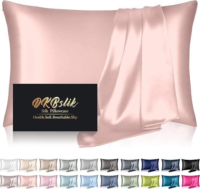 Mulberry Silk Pillow Cases Standard Size, Silk Pillowcase for Hair and Skin, Anti Acne Cooling Sleep Both Sides Natural Silk Satin Pillow Covers with Hidden Zipper, Gifts for Women Men, Coral