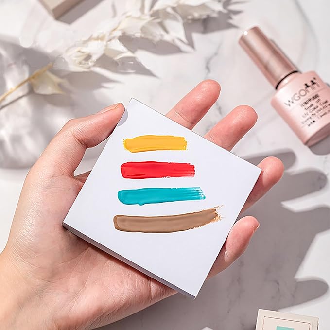 200 Sheets 3 x 3 inch Disposable Nail Polish Palette Paper, Waterproof Makeup Mixing Palette Paper Gel Nail Mixing Tool with 1 Pc Nail Palette Stirring Rod White