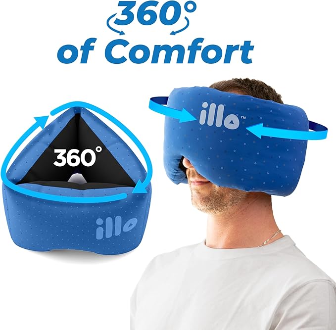 illo Wearable Pillow Sleep Mask | Soft Mulberry Silk Blackout Sleeping & Napping Eye Mask | Best for Home Bed, Work, Camping, Airplane, Side Sleeper | Reversible as Travel Neck Pillow | Women & Men