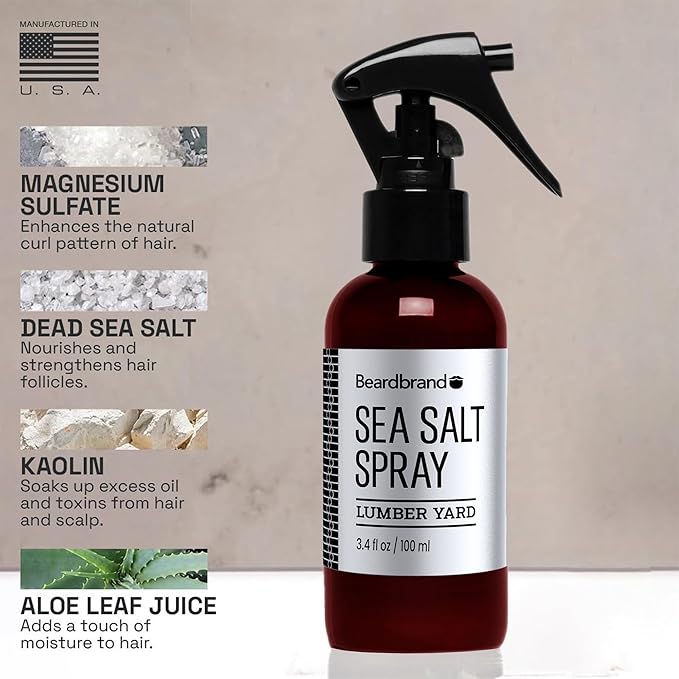 Beardbrand Sea Salt Spray for Men – Hair Texture Spray Adds Instant Volume, For Lightweight Natural Textured Look, Lumber Yard Scent, Achieve Effortless Style & All-Day Hold