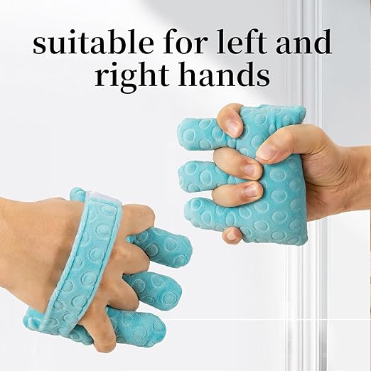 Adjustable Removable Finger Separator Protector Hand Contracture Cushion Padding Pillow Prevention Aid Training Tool With Fingers Hands Splints (Blue)