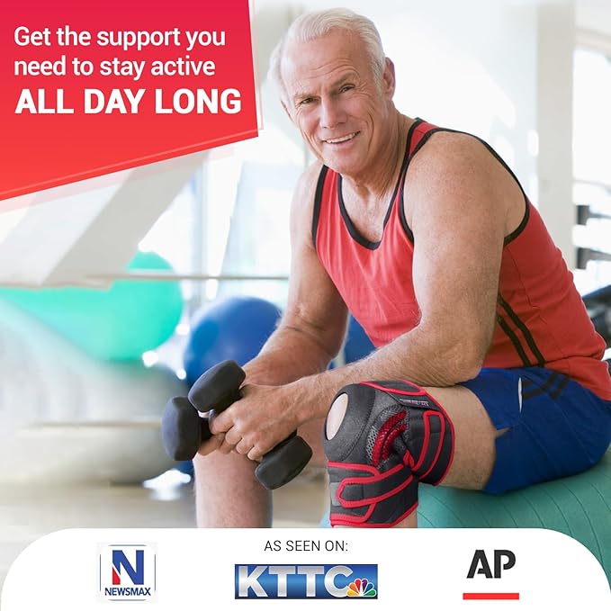 DR. BRACE ELITE Knee Brace with Side Stabilizers & Patella Gel Pads for Maximum Knee Pain Support and knee recovery for men and women-Please Check How To Size Video (Sunrise, X-Large)