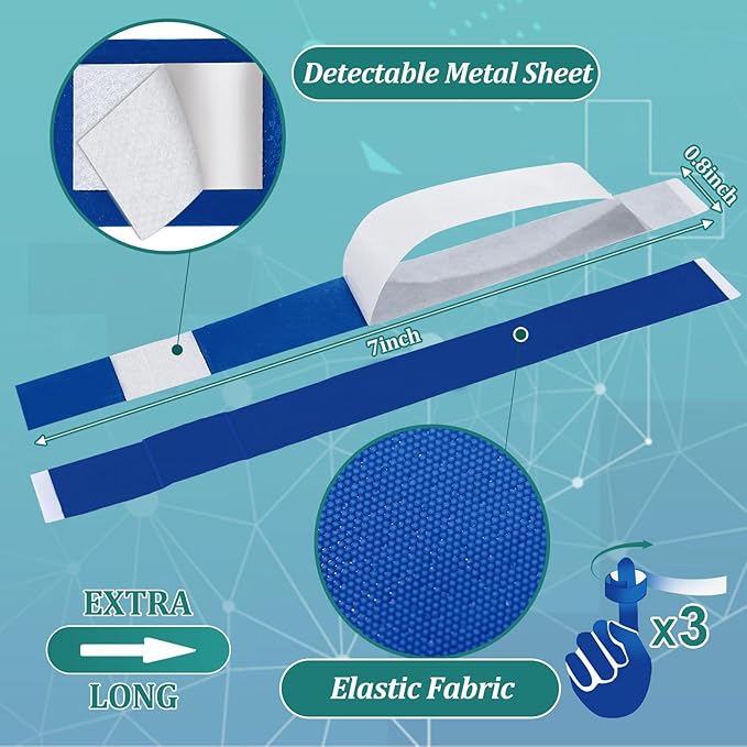 Geiserailie 120 Pcs Food Service Blue Detectable Bandage Woven Fingertip Waterproof Flexible Bandages Non-Stick Pad Latex Free for Catering First Aid Kit Wound Care and Protection (0.8" X 7",Slender)