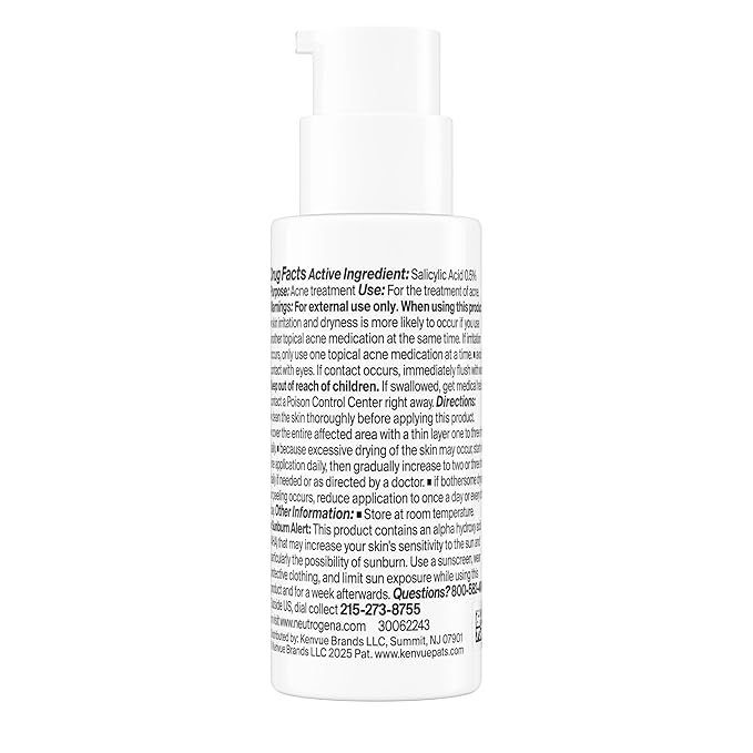 Neutrogena Evenly Clear Acne Exfoliant with Salicylic Acid & Mandelic Acid, Multi-Acid Exfoliating Treatment Serum Visibly Fade the look of Post-Acne Marks for A Smooth, Even Skin Tone, 1 fl. oz